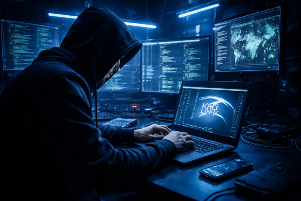 Kali Linux ethical hacking tools interface for beginners