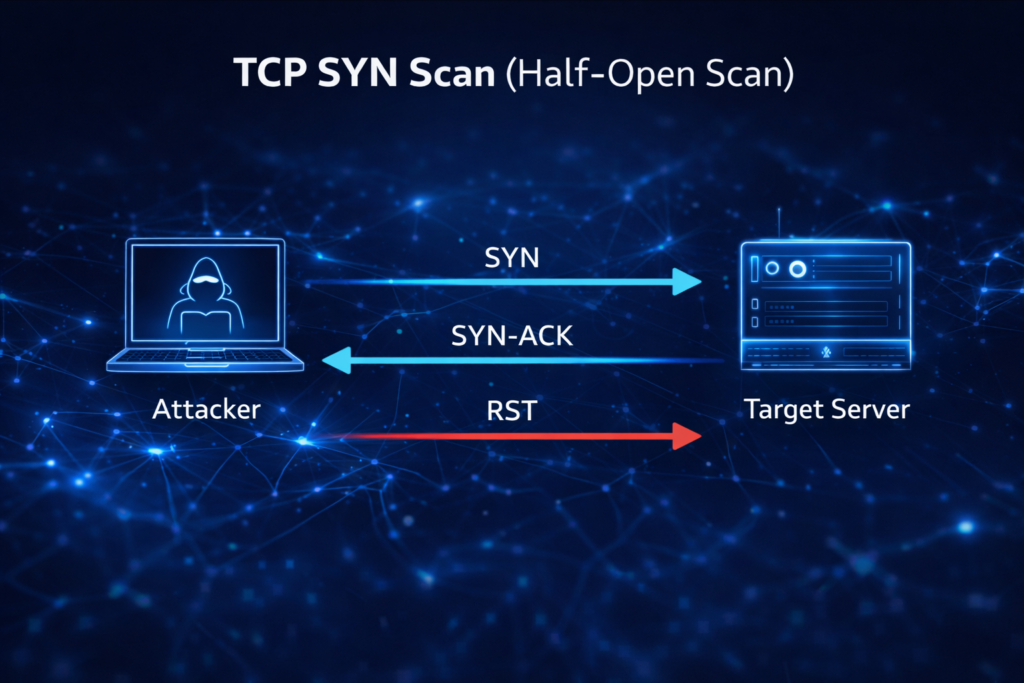 nmap syn scan half open explained