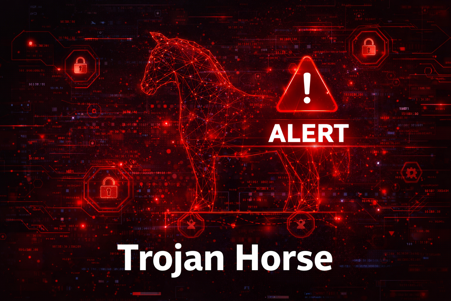 Trojan Horse malware attack illustration jo batata hai ki trojan virus system ko kaise infect karta hai